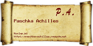 Paschka Achilles névjegykártya